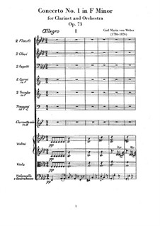 Концерт для кларнета с оркестром No.1, J.114 Op.73: Партитура by Карл Мария фон Вебер