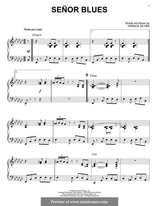 Señor Blues: Для фортепиано by Horace Silver