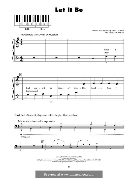 Piano version: Для одного исполнителя by John Lennon, Paul McCartney