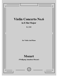 Концерт для скрипки с оркестром No.6 ми-бемоль мажор, K.268: Аранжировка для скрипки и фортепиано by Вольфганг Амадей Моцарт