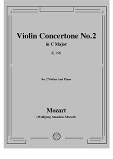 Концертон для двух скрипок и фортепиано до мажор, K.190: Партитура, сольная партия by Вольфганг Амадей Моцарт