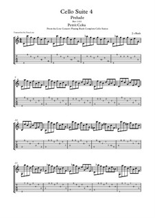 Сюита для виолончели No.4 ми-бемоль мажор, BWV 1010: Prelude, for guitar by Иоганн Себастьян Бах