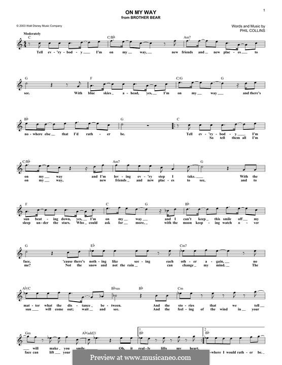 On My Way (from Walt Disney's Brother Bear): Для клавишного инструмента by Phil Collins
