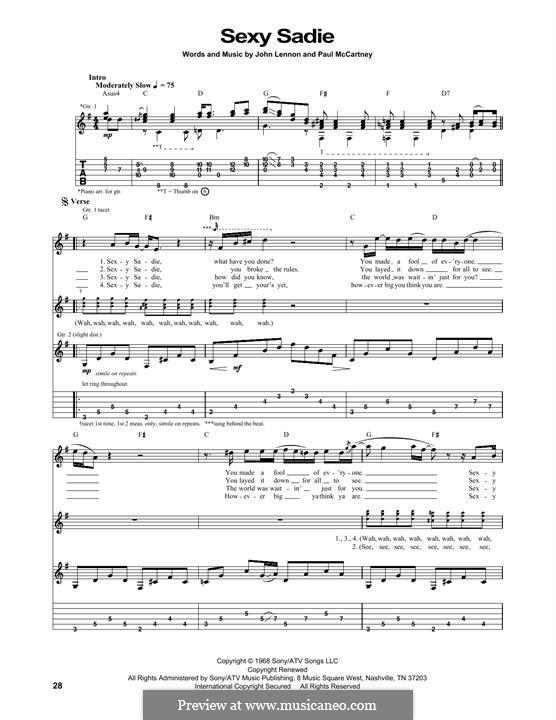 Sexy Sadie (The Beatles): Для гитары by John Lennon, Paul McCartney