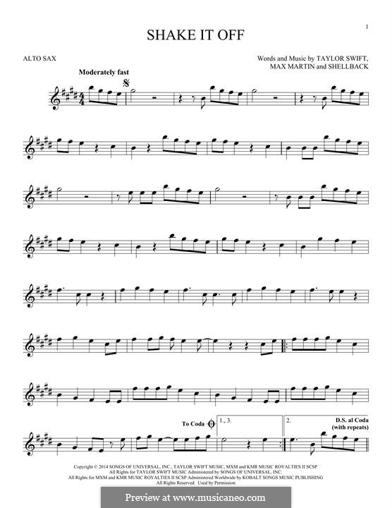 Instrumental version: Для альтового саксофона by Shellback, Max Martin, Taylor Swift