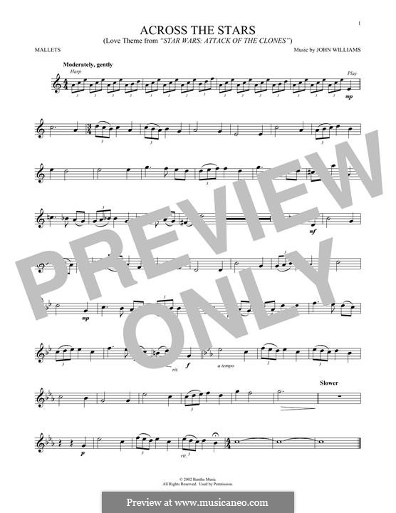 Across The Stars (from Star Wars: Attack Of The Clones): For mallets by John Williams