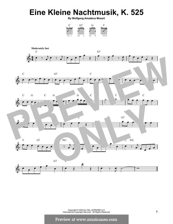Allegro, for piano: Для гитары by Вольфганг Амадей Моцарт