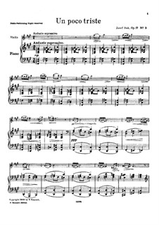 Четыре пьесы для скрипки и фортепиано, Op.17: No.3 Un poco triste by Йосеф Сук
