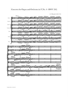 Концерт No.4 фа мажор, HWV 292: Партитура, Партии by Георг Фридрих Гендель