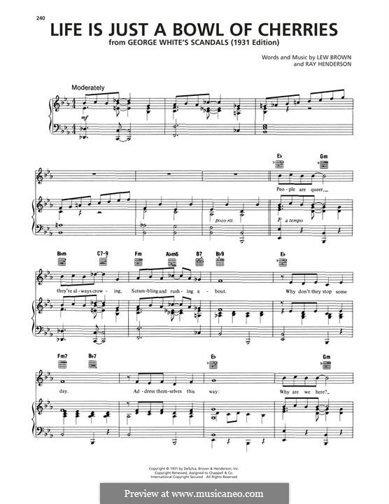 Life Is Just a Bowl of Cherries: Для голоса и фортепиано (или гитары) by Ray Henderson