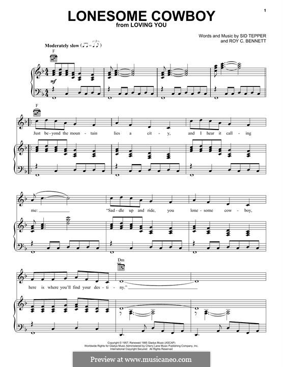 Lonesome Cowboy (Elvis Presley): Для голоса и фортепиано (или гитары) by Roy C. Bennett, Sid Tepper