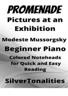 Прогулка I: For beginner piano with colored notation by Модест Мусоргский