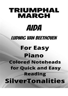 Марш: For easy piano with colored notation by Джузеппе Верди
