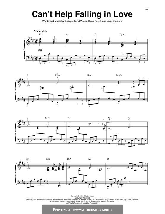 Instrumental version: For harp by George David Weiss, Hugo Peretti, Luigi Creatore