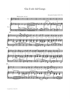 Gia' il sole dal Gange: For tenor, cello and piano by Алессандро Скарлатти