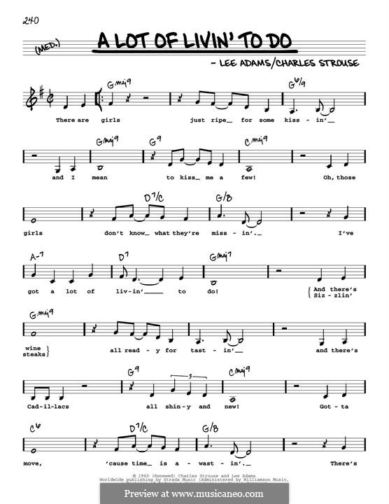 A Lot of Livin' To Do: Low Voice by Charles Strouse