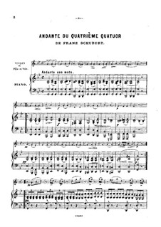 Струнный квартет No.14 ре минор 'Смерть и девушка', D.810: Часть II, для скрипки (или флейты, или виолончели) и фортепиано by Франц Шуберт
