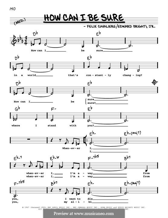 How Can I Be Sure (The Young Rascals): Low Voice by Edward Brigati Jr., Felix Cavaliere