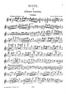 Сюита No.1, Op.44: Для скрипки и фортепиано – партия скрипки by Эдуард Шютт