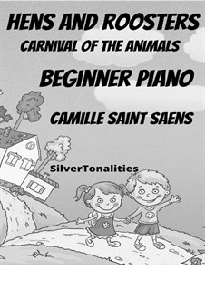 Куры и петухи: For beginner piano with colored notation by Камиль Сен-Санс