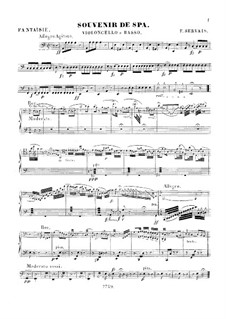 Souvenir de Spa, Op.2: Версия для виолончели и струнных – Партия виолончели и контрабаса by Адриен Франсуа Серве