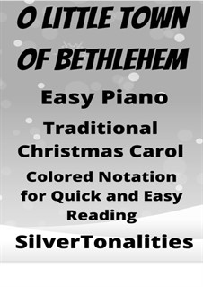 O Little Town of Bethlehem: For easy piano with colored notation by folklore