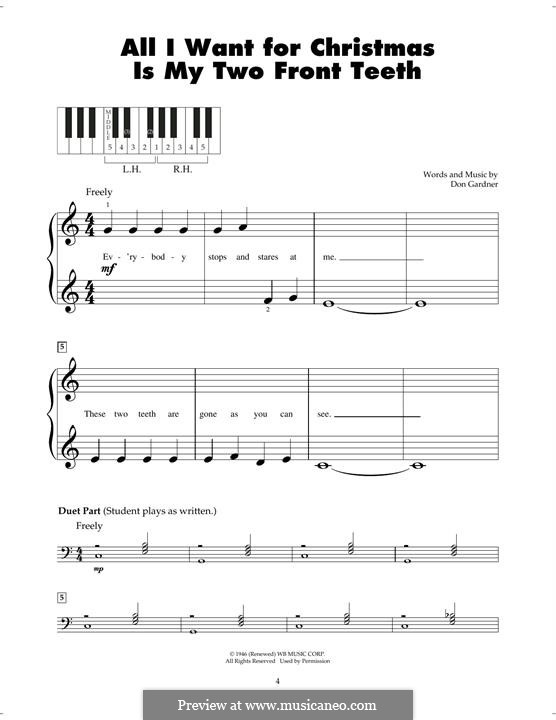 All I Want for Christmas Is My Two Front Teeth: Для фортепиано by Don Gardner