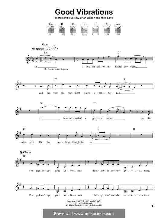 Good Vibrations (The Beach Boys): Для гитары by Brian Wilson, Mike Love