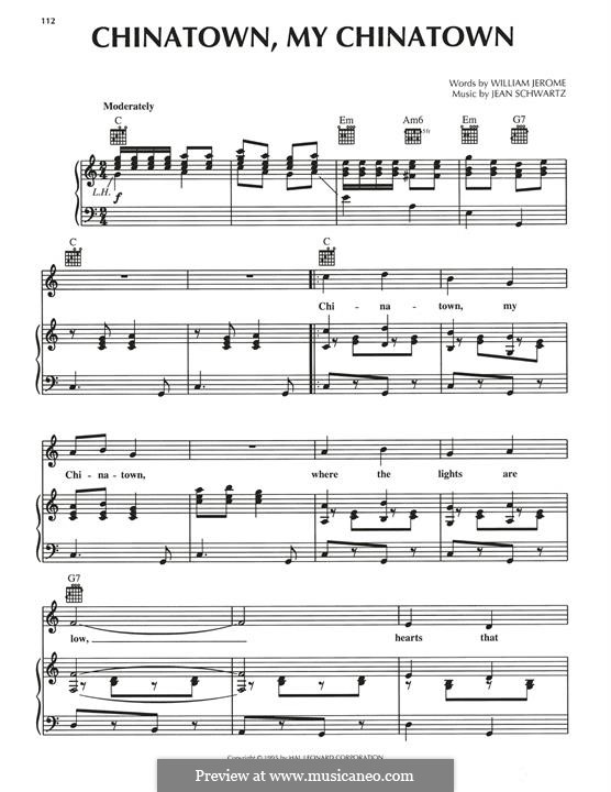 Chinatown, My Chinatown (Louis Armstrong): Для голоса и фортепиано (или гитары) by William Jerome, Jean Schwartz