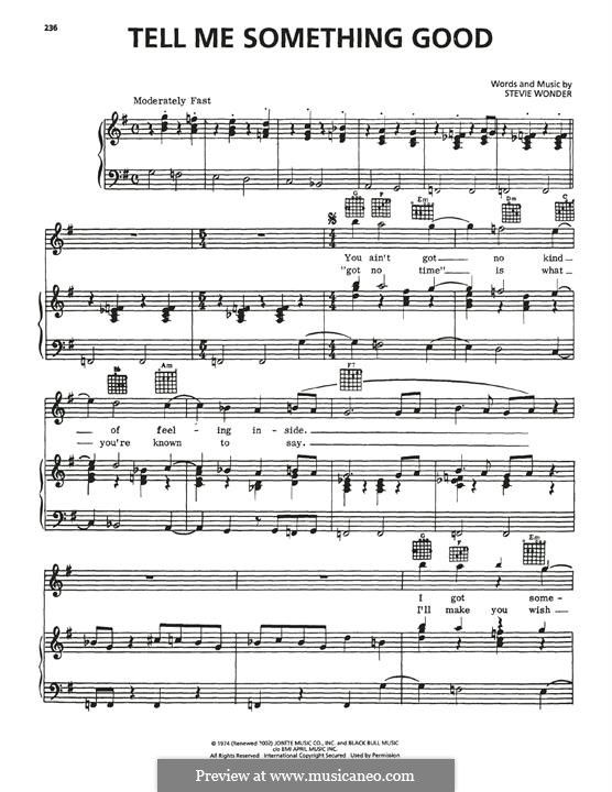 Tell Me Something Good (from Happy Feet) (P!nk): Для голоса и фортепиано (или гитары) by Stevie Wonder