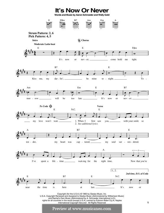 It's Now or Never (Elvis Presley): Для гитары by Eduardo di Capua, Aaron Schroeder, Wally Gold