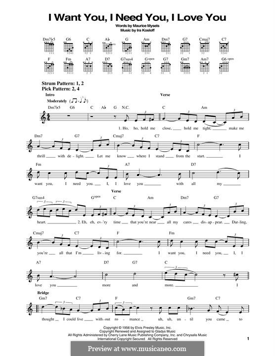 I Want You, I Need You, I Love You (Elvis Presley): Для гитары by Ira Kosloff