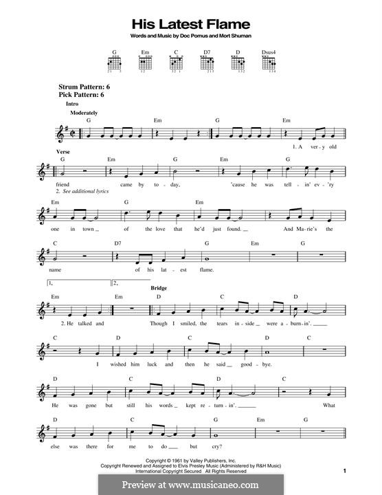 (Marie's the Name) His Latest Flame (Elvis Presley): Для гитары by Doc Pomus, Mort Shuman