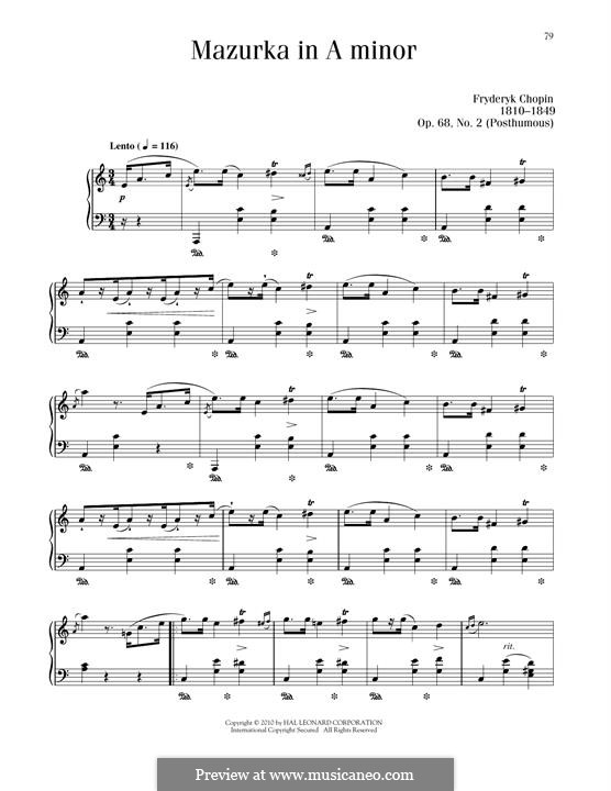 Мазурки, Op. posth.68: No.2 in A Minor by Фредерик Шопен