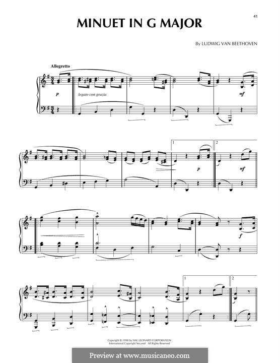 Менуэт соль мажор: Для фортепиано by Людвиг ван Бетховен