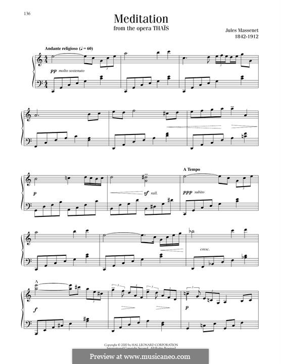 Meditation (printable scores): Для фортепиано by Жюль Массне