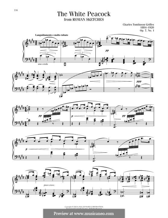 Римские эскизы для фортепиано, Op.7: No.1 The white peacock by Чарлз Томлинсон Грифс