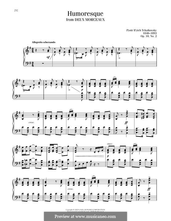 Две пьесы для фортепиано, TH 132 Op.10: No.2 Humoresque by Петр Чайковский