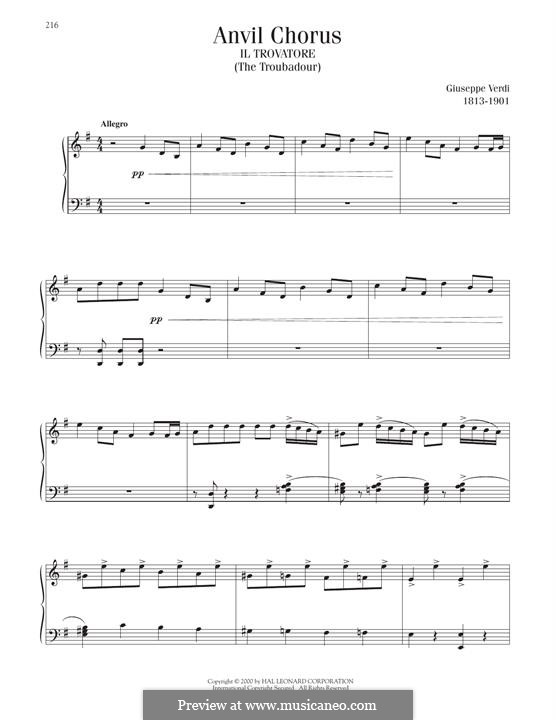 Anvil Chorus: Для фортепиано by Джузеппе Верди