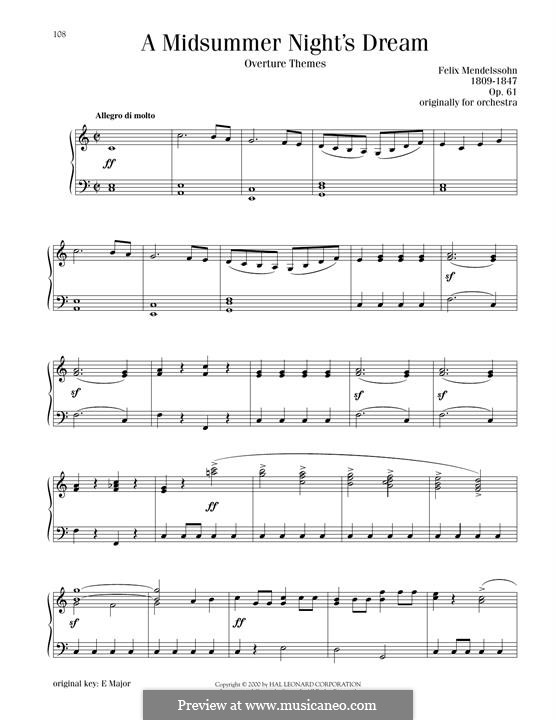 Фрагменты: Overture, Excerpt, for piano by Феликс Мендельсон-Бартольди