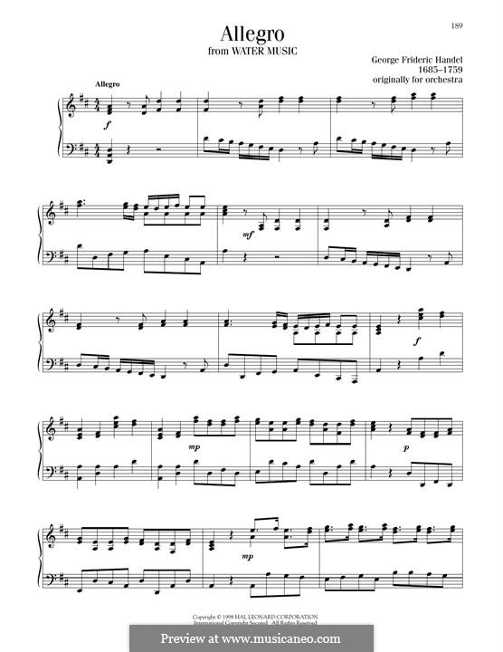 Сюита No.1 фа мажор, HWV 348: Allegro, for piano by Георг Фридрих Гендель