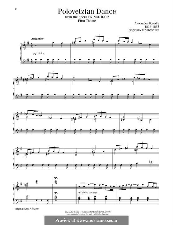 Polovtsian Dances (Printable Scores): Для фортепиано by Александр Бородин