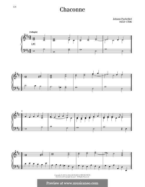 Чакона ре мажор: Для фортепиано by Иоганн Пахельбель