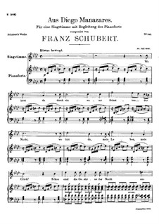 Aus Diego Manazares, D.458: Для голоса и фортепиано by Франц Шуберт