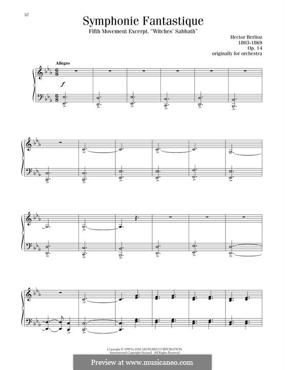 Фантастическая симфония, H.48 Op.14: Witches' Sabbath, for piano by Гектор Берлиоз