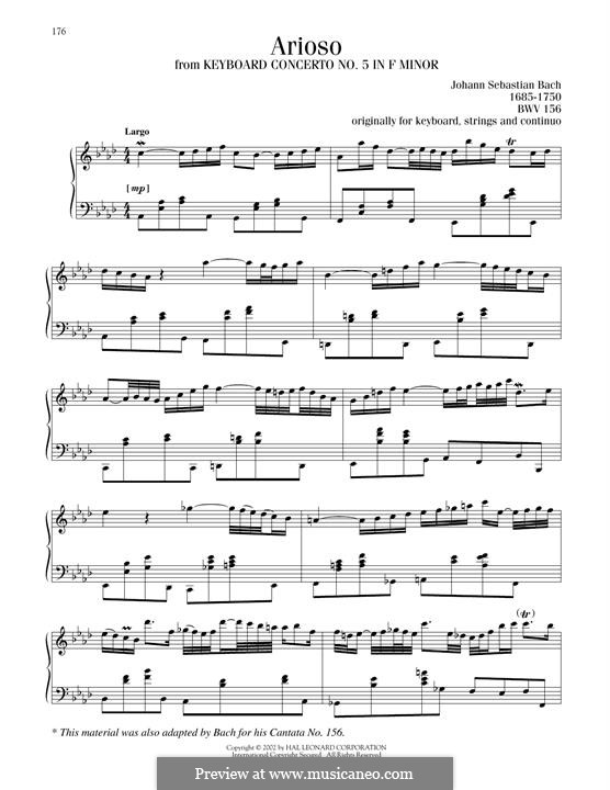 Ариозо соль мажор: Для фортепиано by Иоганн Себастьян Бах