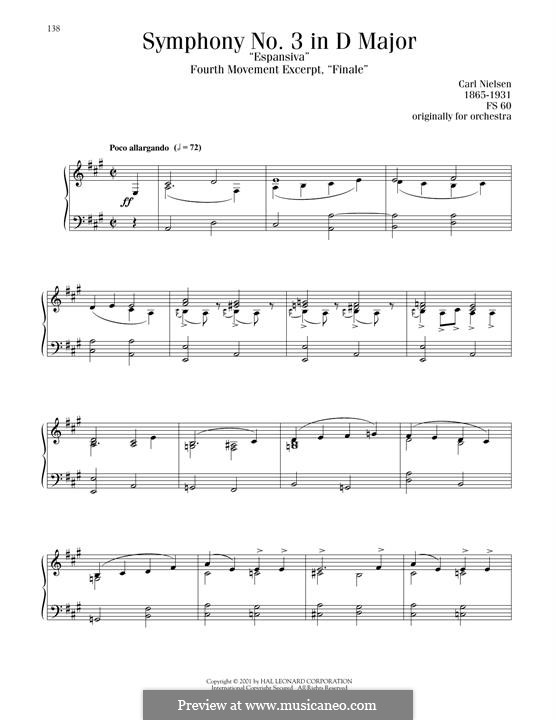 Симфония No.3 'Экспансивная', FS 60 Op.27: Movement IV, excerpt, for piano by Карл Нильсен