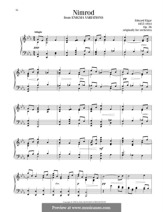 Вариация No.9 'Nimrod': Для фортепиано by Эдуард Элгар