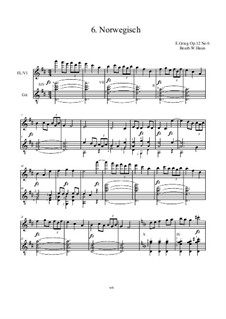 Лирические пьесы, Op.12: No.6 Norwegian Melody, for flute (or violin) and guitar by Эдвард Григ