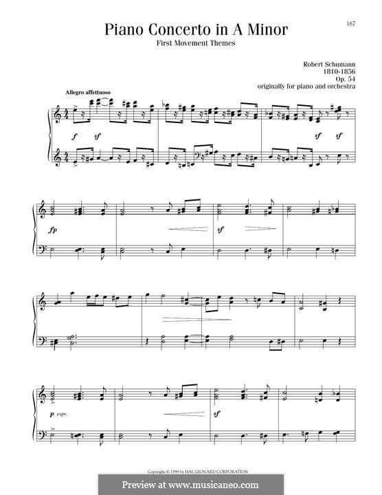 Концерт для фортепиано с оркестром ля минор, Op.54: Movement I, Themes, for piano by Роберт Шуман